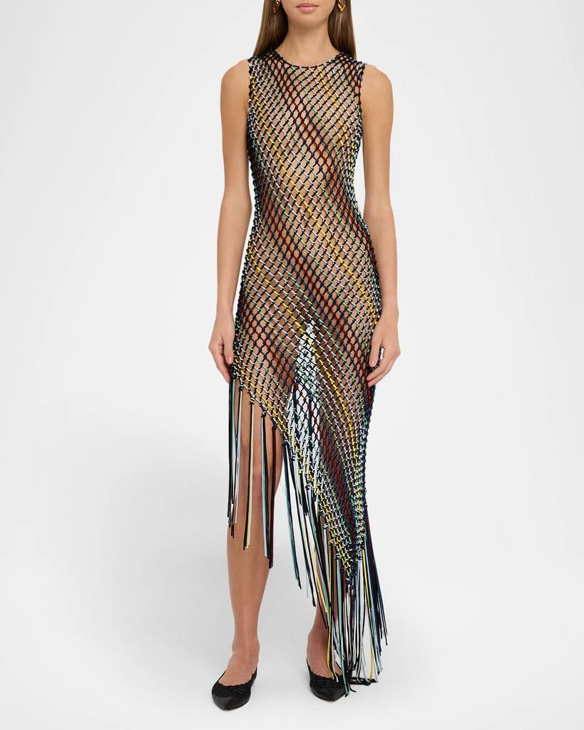 Gabriela Hearst Nabia Sleeveless Asymmetric Net Midi Dress 2