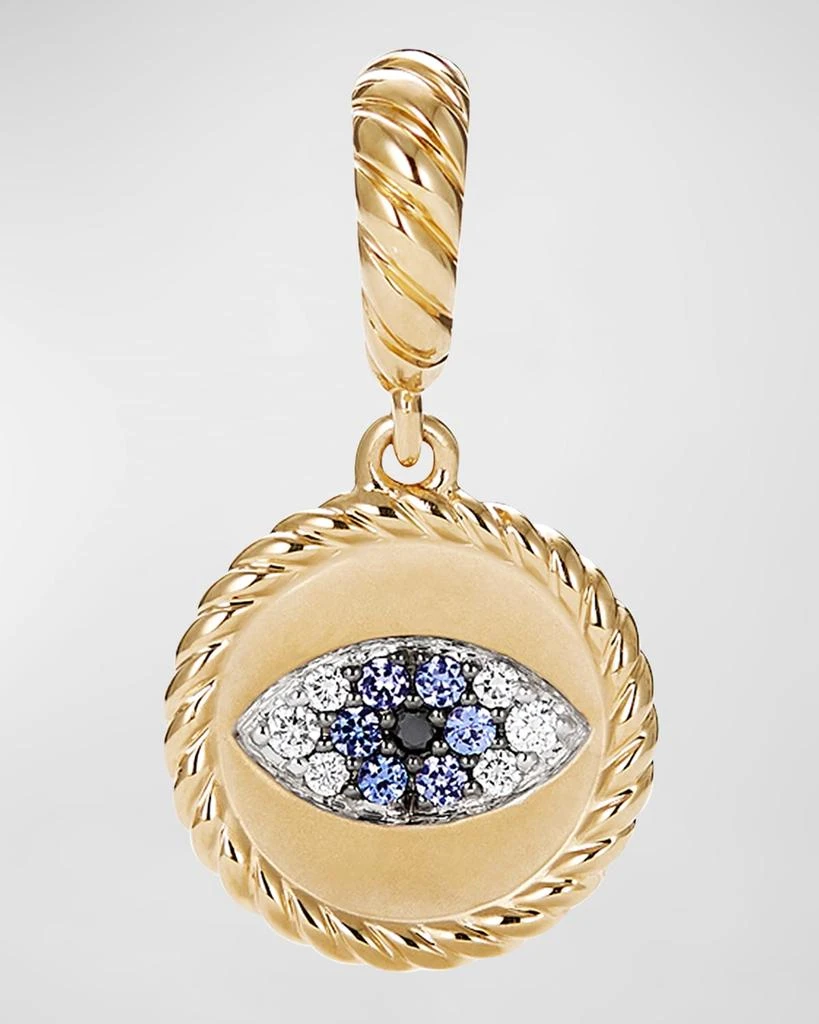David Yurman Evil Eye Amulet with Blue Sapphires and Diamonds in 18K Gold, 18.8mm
