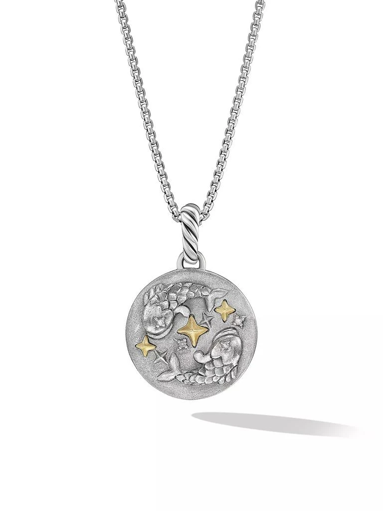 David Yurman Pisces Amulet in Sterling Silver with 18K Yellow Gold and Diamonds, 19MM 1