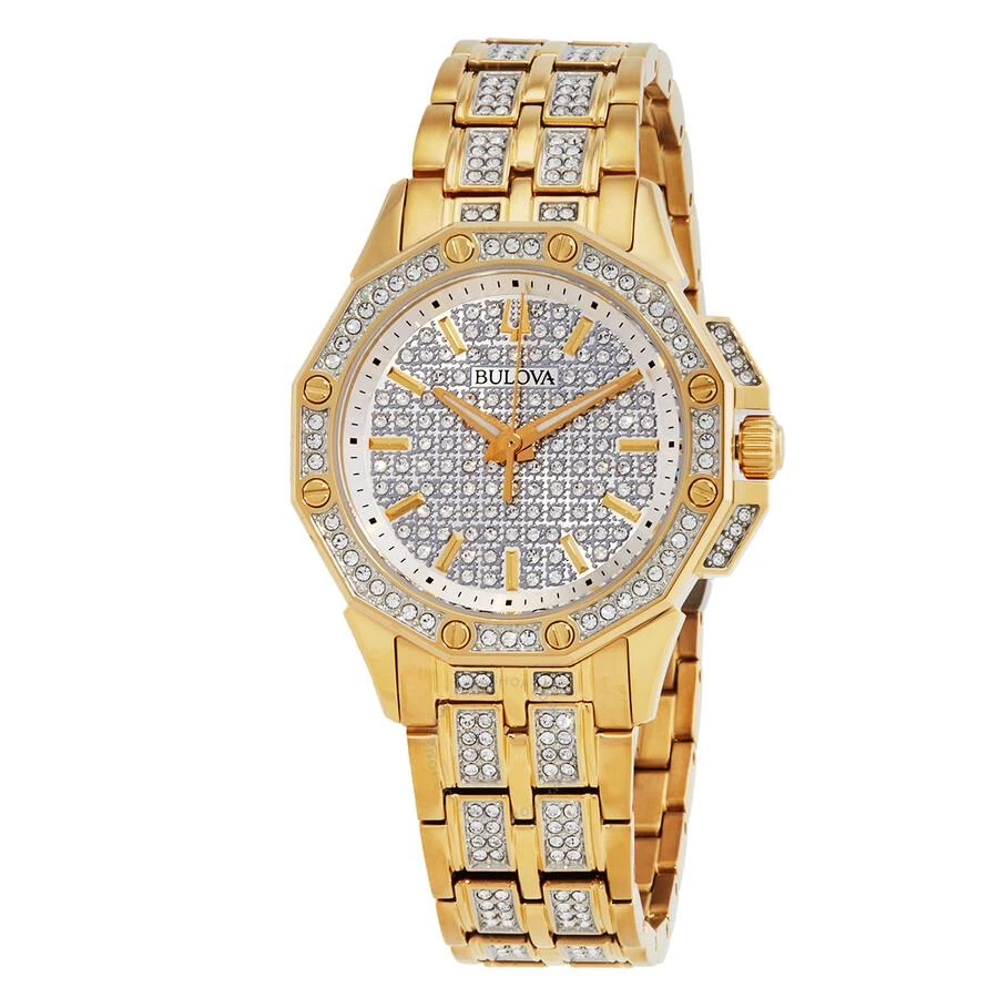 Bulova Octava Quartz Crystal Silver Dial Ladies Watch 98L302 1