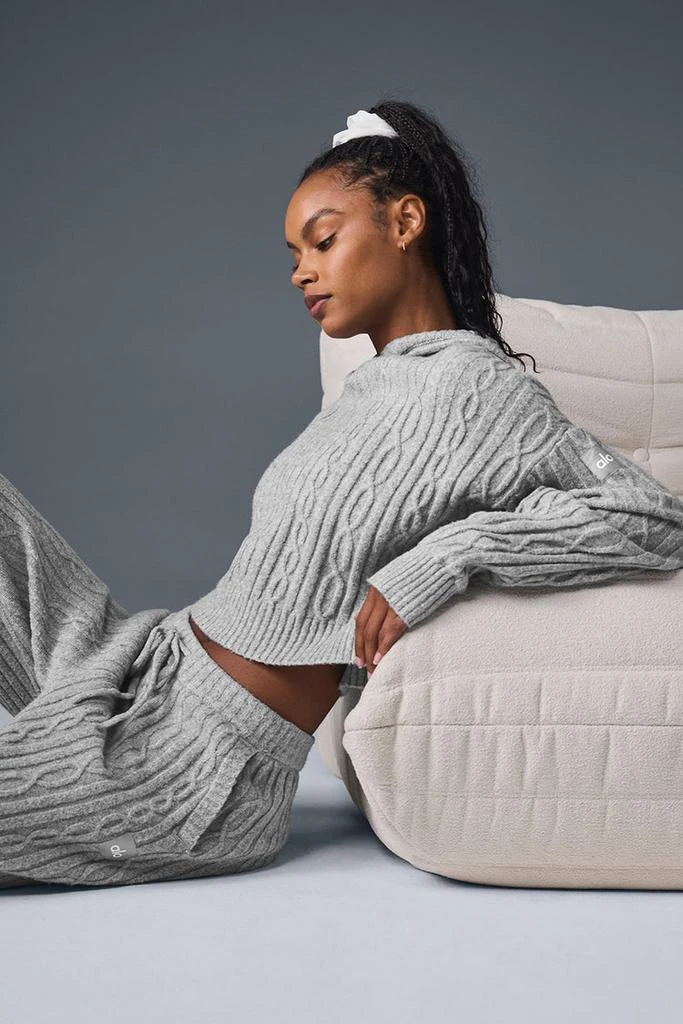 Alo Cable Knit Winter Bliss Hoodie - Light Cocoa 4