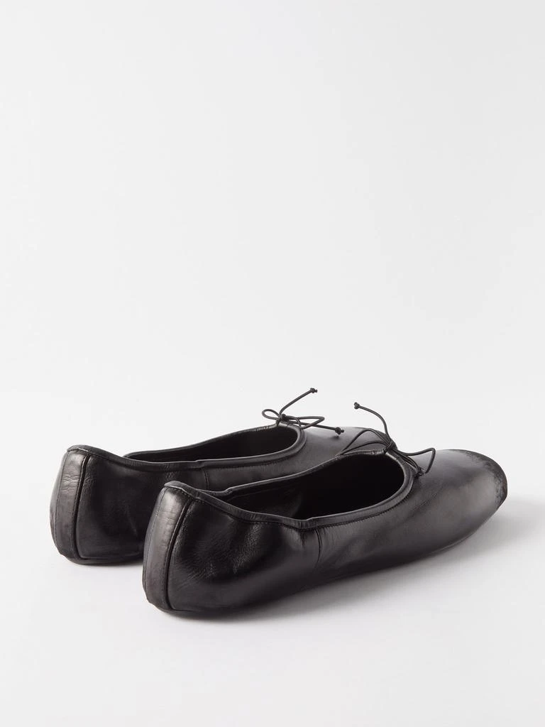 Balenciaga Kensington distressed-leather block-toe flats 4