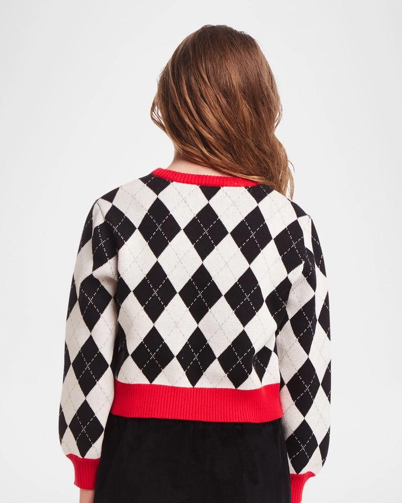 Andy & Evan Girl's Argyle Cropped Sweater W/ Candy Cane Graphic, Size 7-16 3
