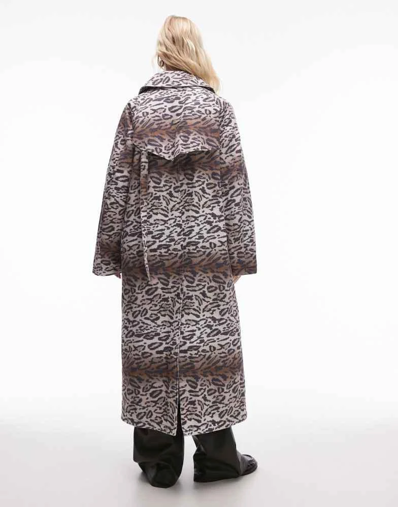 Topshop Topshop leopard print cotton long jacket with quilted lining 4