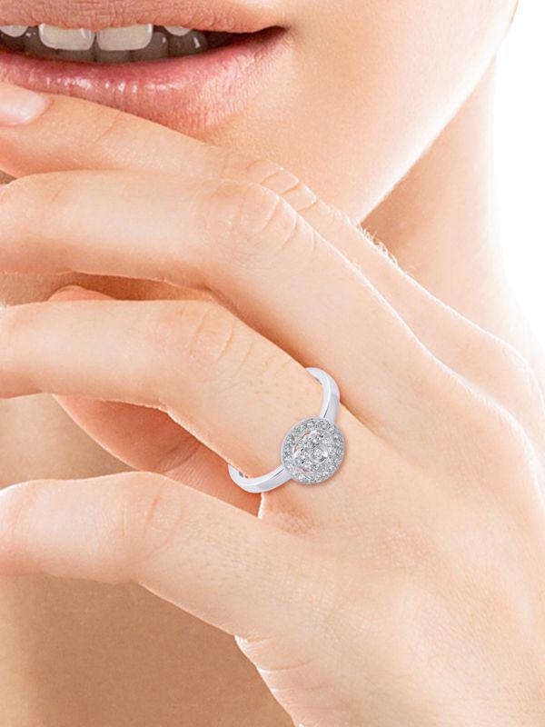 HUEB Diamond Flower 18K White Gold & 0.226 TCW Diamond Ring