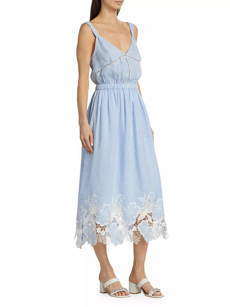 Ramy Brook Aubriella Linen Lace-Trimmed Midi-Dress 4