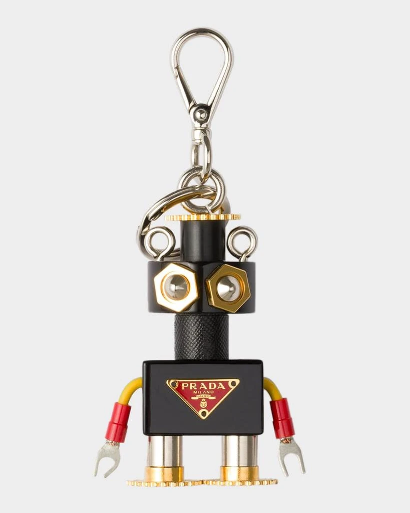 Prada Plexiglass 
Saffiano Leather Robot Keyring Bag Charm