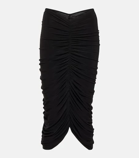 Norma Kamali Shirred high-rise midi skirt 1