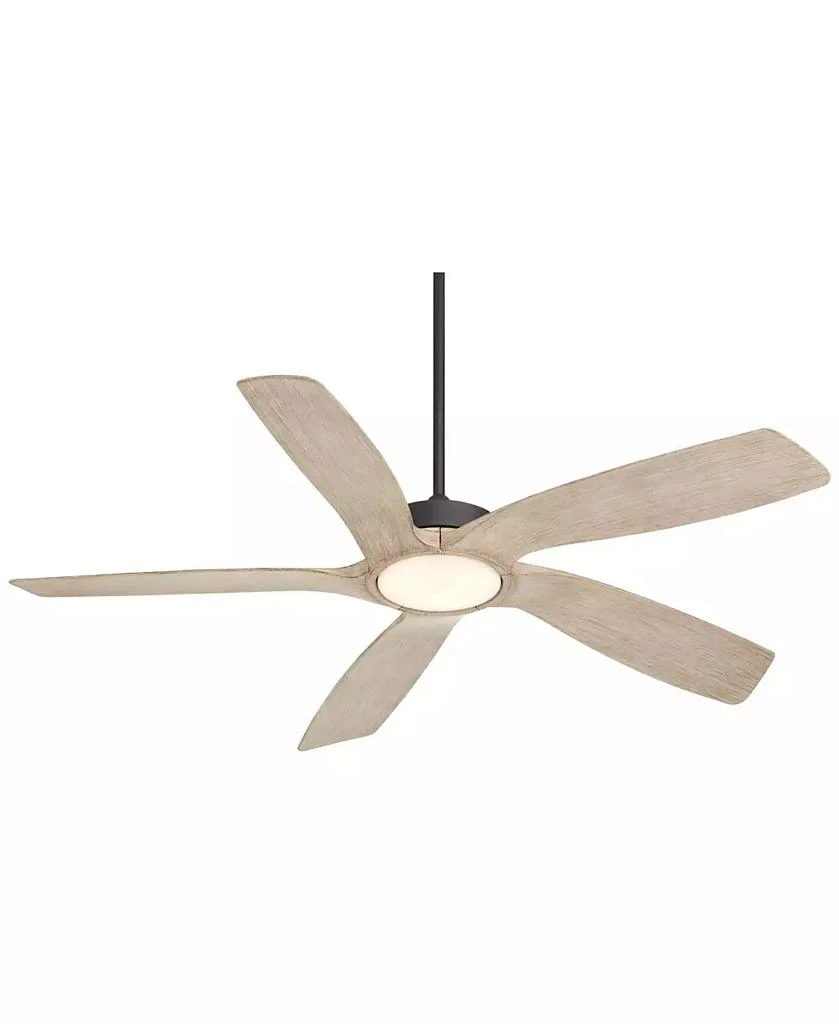 Casa Vieja 56" Mach 5 Indoor Outdoor Ceiling Fan 5 Blade LED Light Remote Control Matte Black Finish Distressed White Oak Blades Damp Rated 8