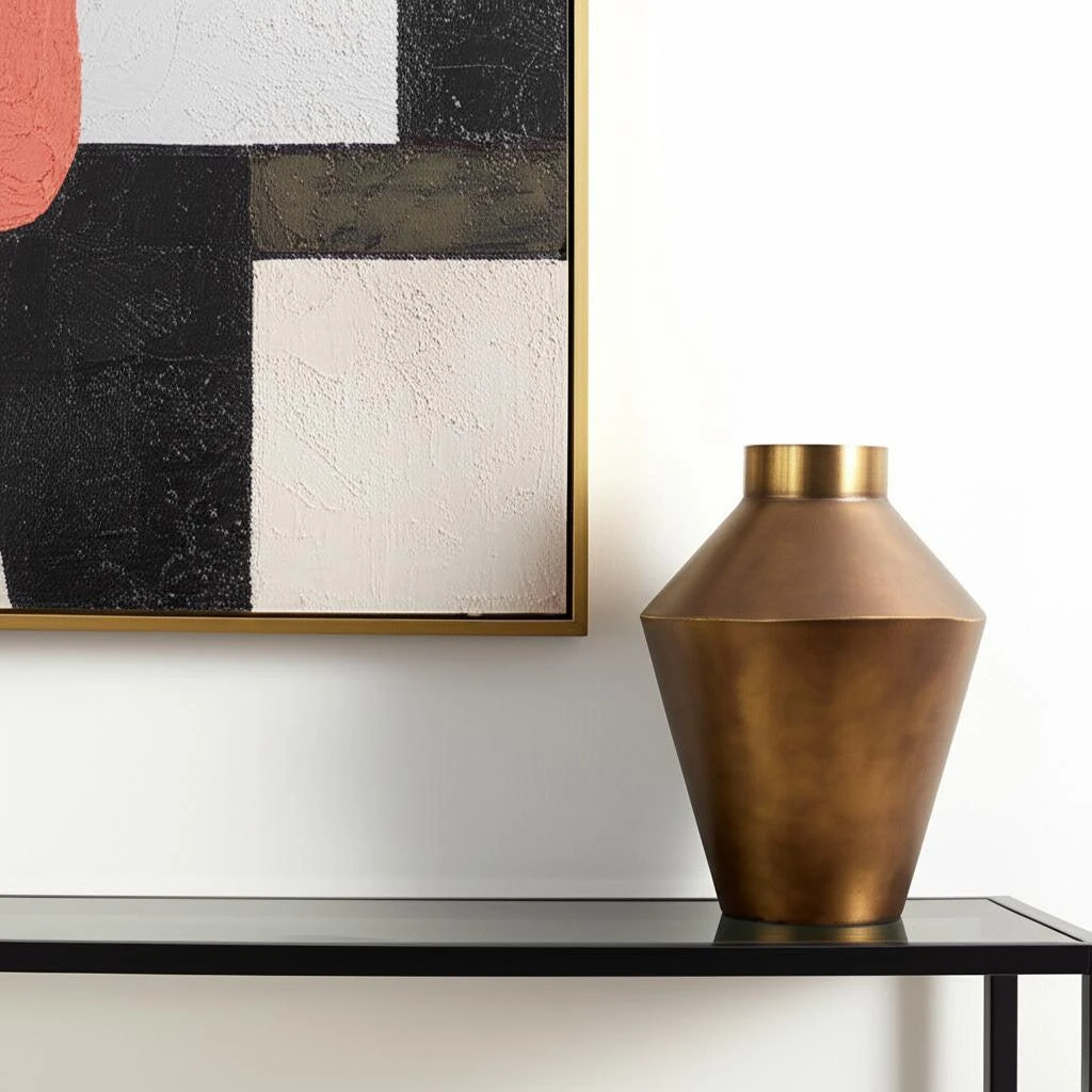 Hivvago 13" Gold Trumpet Metal Table Vase