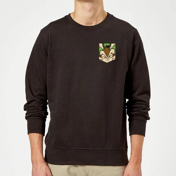 Original Hero Looney Tunes Wile E Coyote Face Faux Pocket Sweatshirt - Black 1