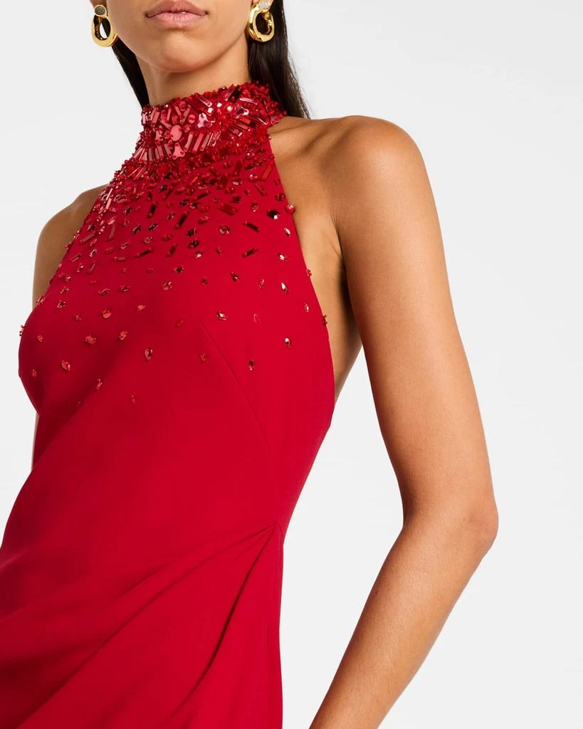 Pamella Roland Crystal Halter Crepe Gown 5