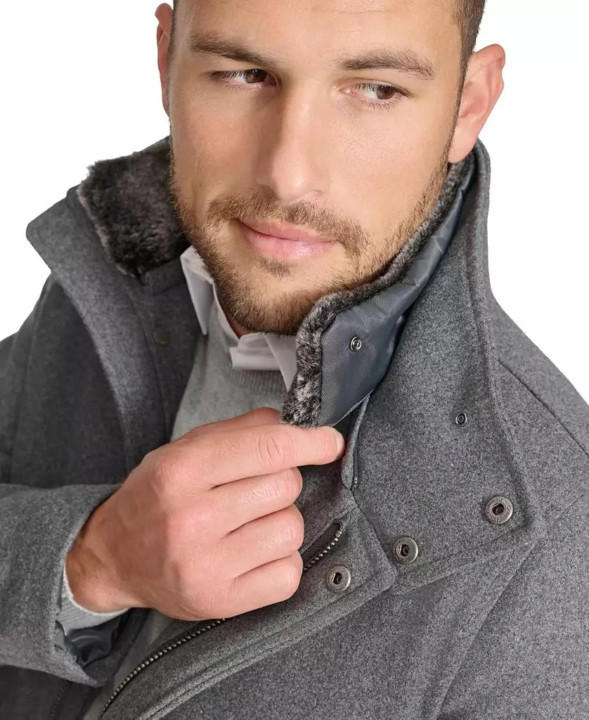 Calvin Klein Men's Urban Walker Coat with Detachable Faux Rabbit Fur at Interior Collar 4