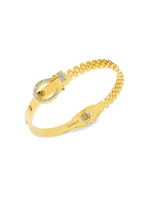 Jean Claude Goldtone Stainless Steel & Crystal Belt Bracelet