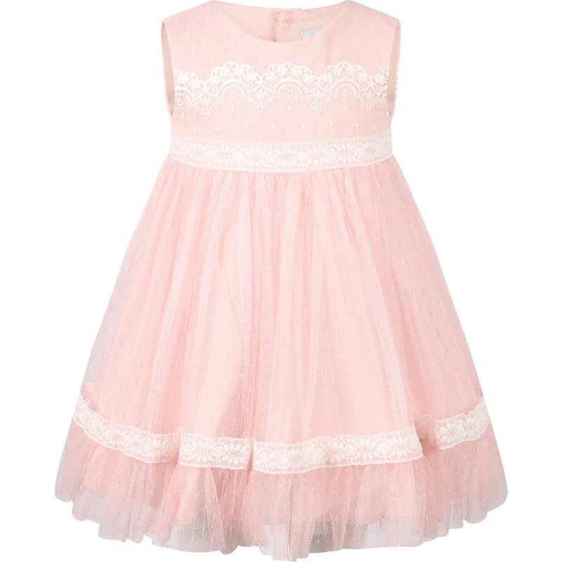 Abel & Lula Lace embellishment tulle baby dress with bloomers in pink 2