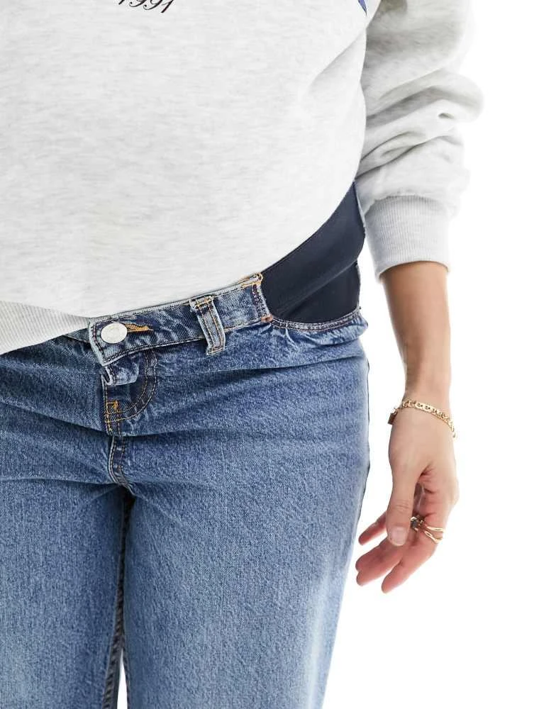 ASOS ASOS DESIGN Maternity high rise relaxed mom jeans in mid blue 4