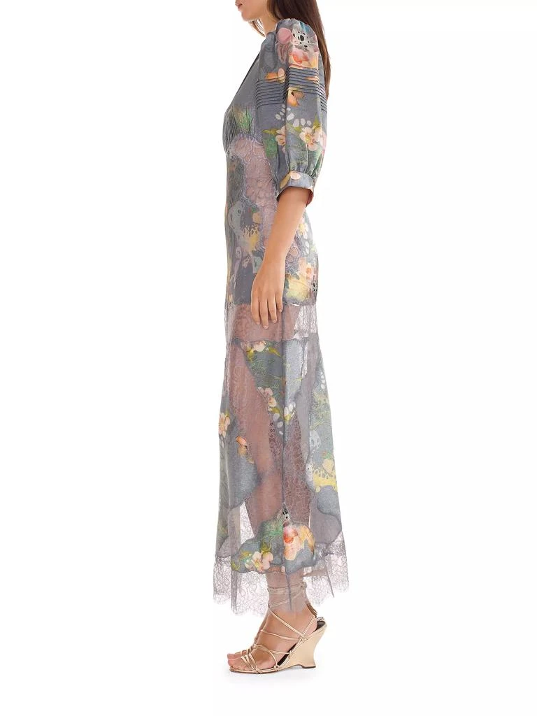 Cynthia Rowley Floral Metallic Silk Maxi Dress 2