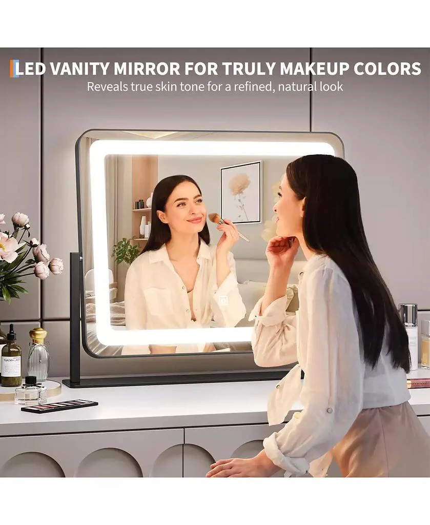 Homfan LED Vanity Mirror, 19.7" x 17.5" Touch Screen Makeup Mirror with 3 Lighting Modes, Adjustable Tabletop Design 2