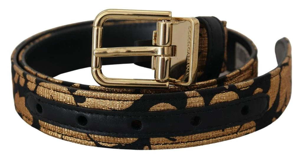 Dolce & Gabbana Multicolor Jacquard Leather Logo Buckle Belt 1