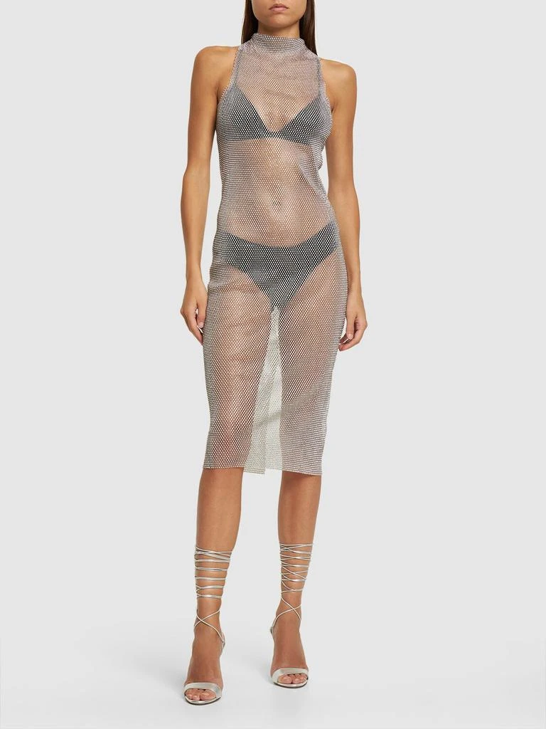 FANNIE SCHIAVONI Vanessa Crystal Mesh Midi Dress 1