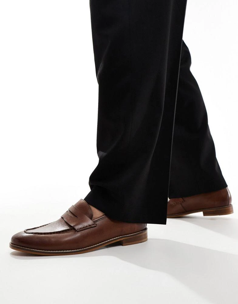 ASOS ASOS DESIGN loafers in tan leather with natural sole - STONE 3