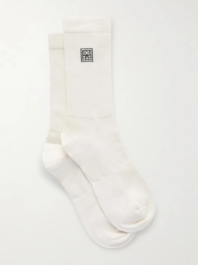 Totême Embroidered Ribbed Cotton-blend Socks
