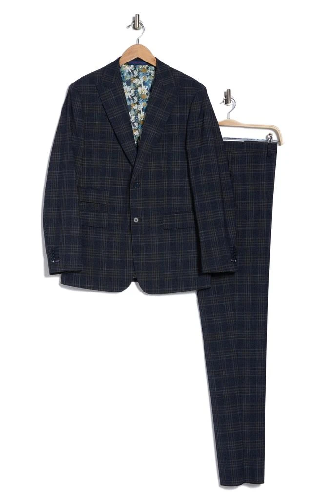 English Laundry Plaid Trim Fit Peak Lapel Two-Piece Suit 3