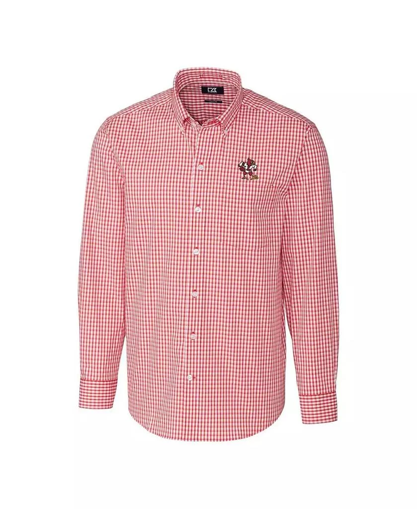 Cutter & Buck Men's Red Louisville Cardinals Easy Care Stretch Gingham Long Sleeve Button-Down Shirt 3