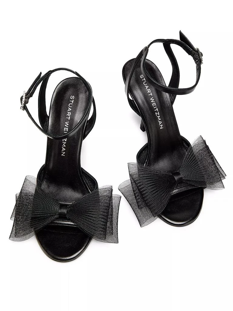 Stuart Weitzman Blushing Bow 100MM Mesh &amp; Leather Sandals 4