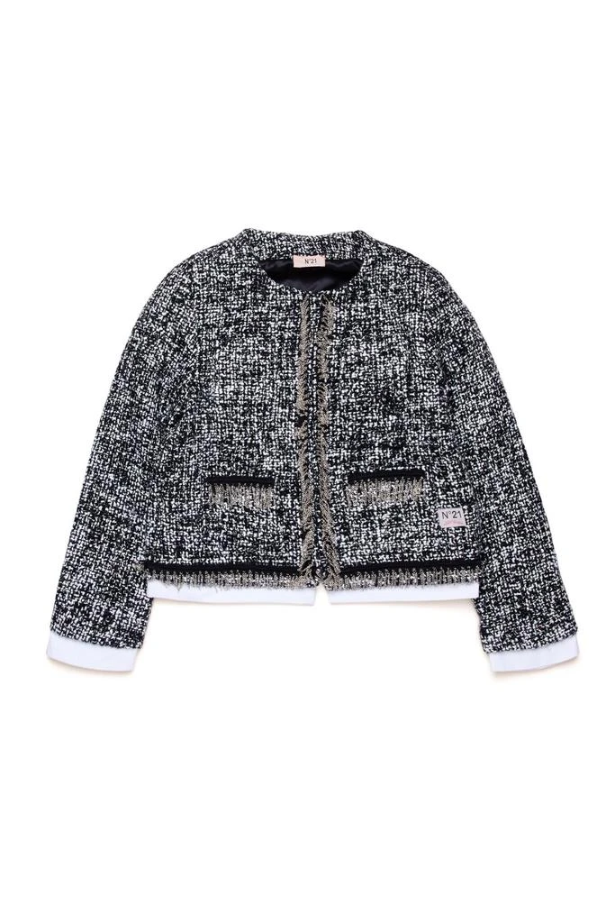 N°21 N°21 Kids Logo Patch Tweed Jacket 1