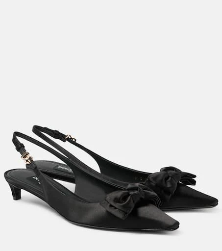 Dolce 
Gabbana Bow-detail satin slingback pumps 1