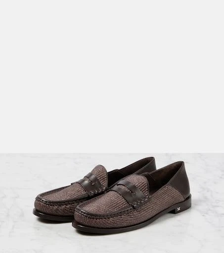 Max Mara Raffia-effect penny loafers 4