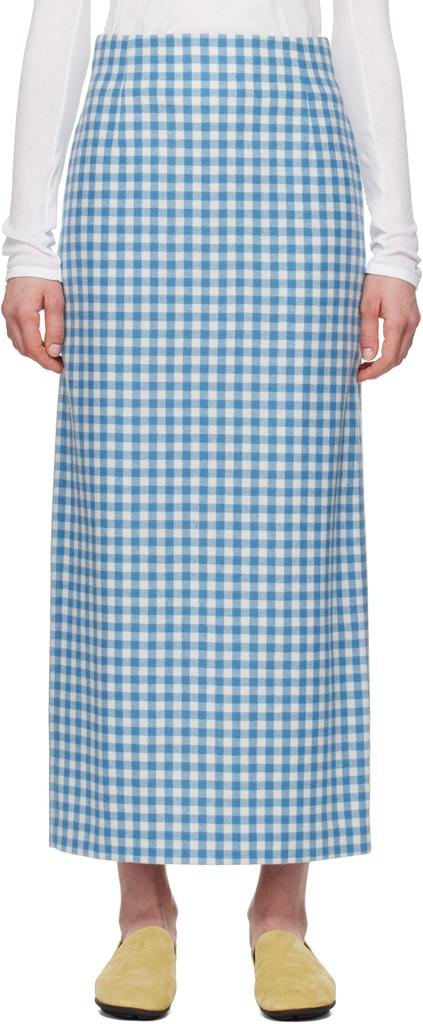 AURALEE AIRY SMOOTH CASHMERE SKIRT 新品 AURALEE Blue & White Airy Smooth Cashmere Maxi Skirt - Dresses