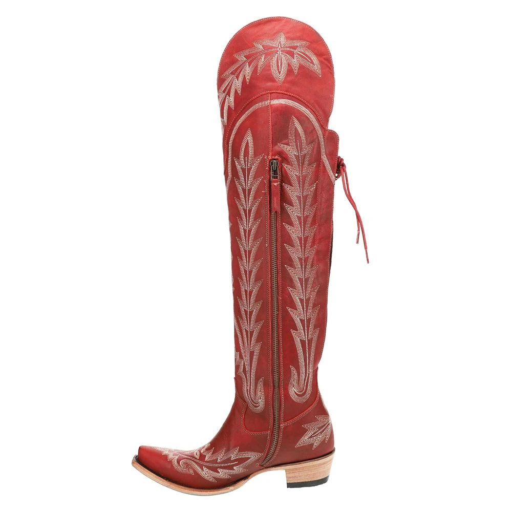 LANE Lexington OTK Corset Embroidered Snip Toe Zippered Cowboy Boots 3