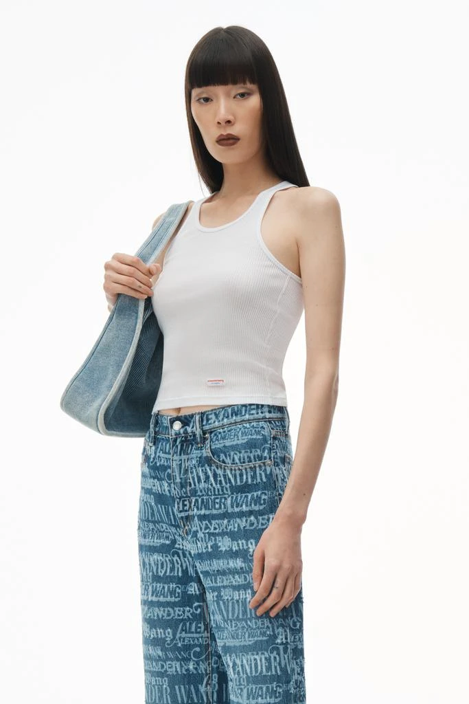 Alexander Wang Ez Mid Rise Straight Leg Jeans with Newsprint Logo 6