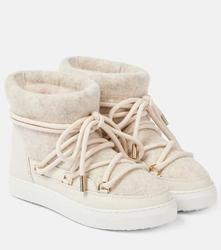 INUIKII Leather-trimmed felt ankle boots 1