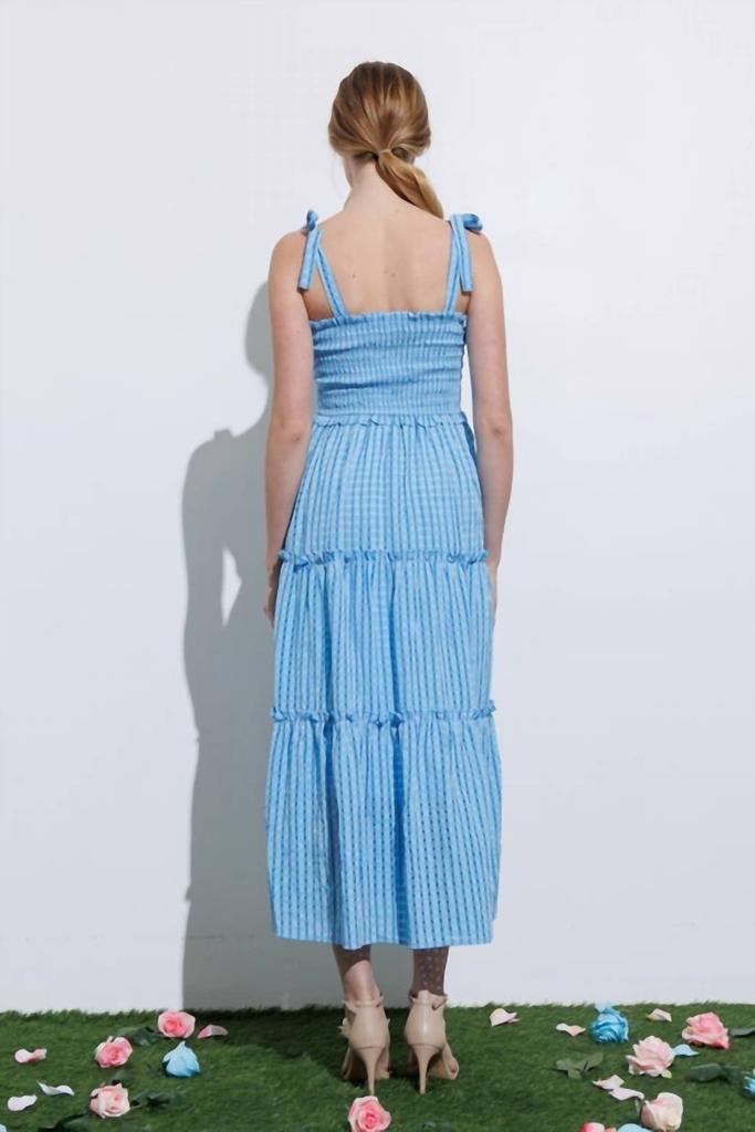 Aaron & Amber Smocked Maxi Dress In Blue Gingham