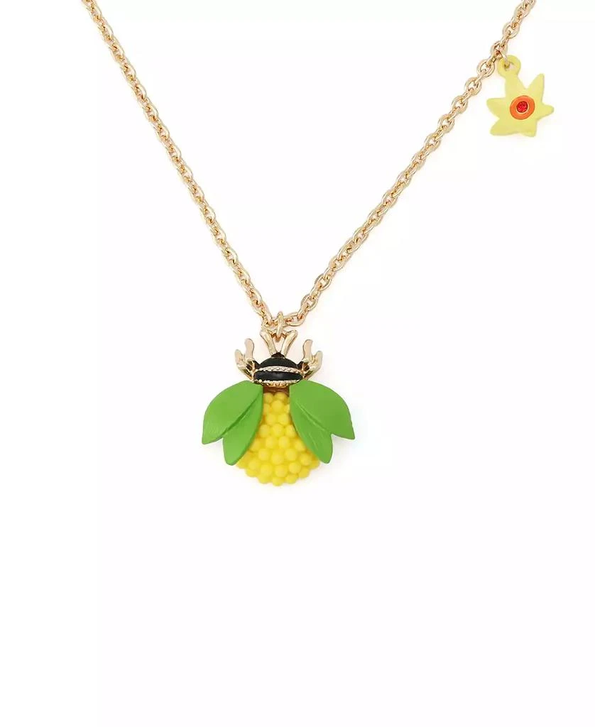 Betsey Johnson Faux Stone Hothouse Bloom Bee Pendant Necklace 3