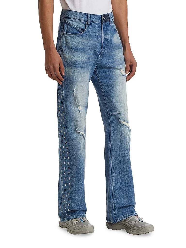 RTA Underworld Zed Bead-Embroidered Flared Jeans 4