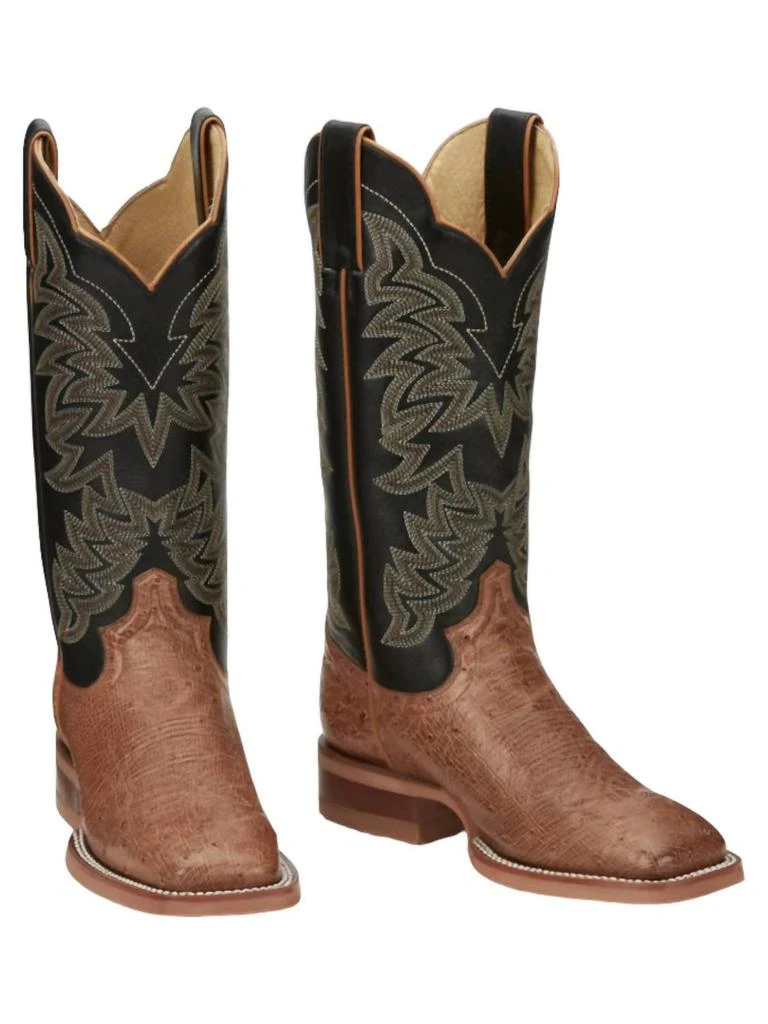Justin Women's Ralston Western Boots - Medium In Cognac Smooth Ostrich 4