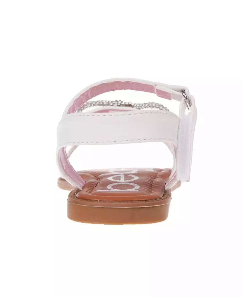 Bebe Big Girl's Strappy Sandal with Cute Rhinestone Tubular Bow Polyurethane Sandals 10