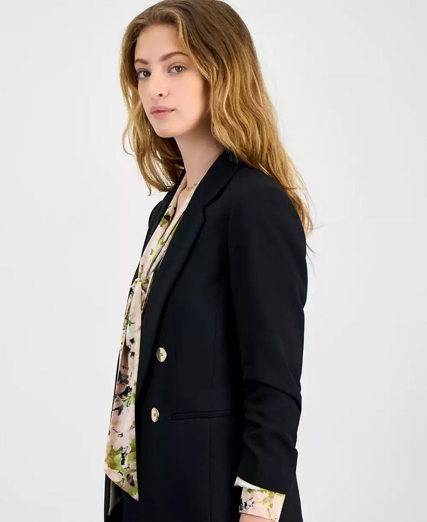 Bar III Women's Faux Double-Breasted Scrunch-Sleeve Blazer, Exclusively at Macy's