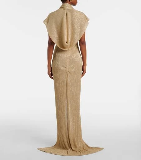 Costarellos Eva draped lamé gown 3