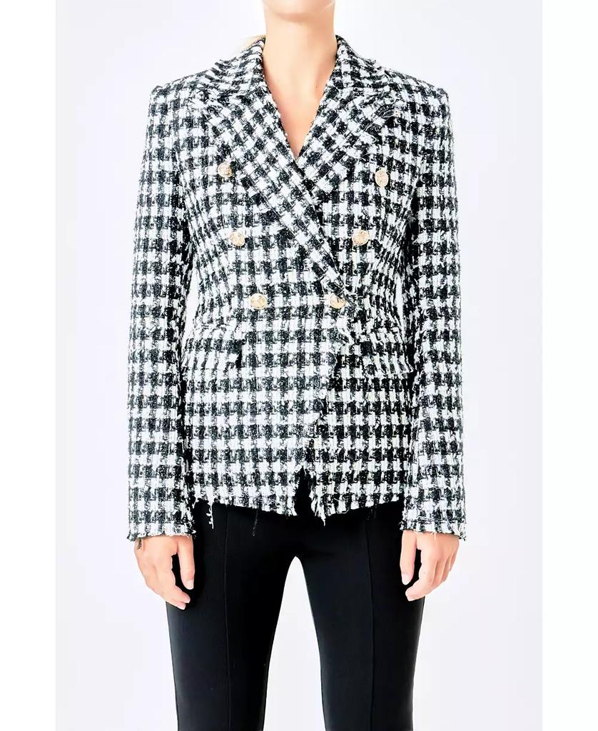Endless Rose Women's Checked Tweed Blazer