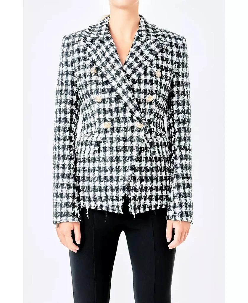 Endless Rose Women's Checked Tweed Blazer 1