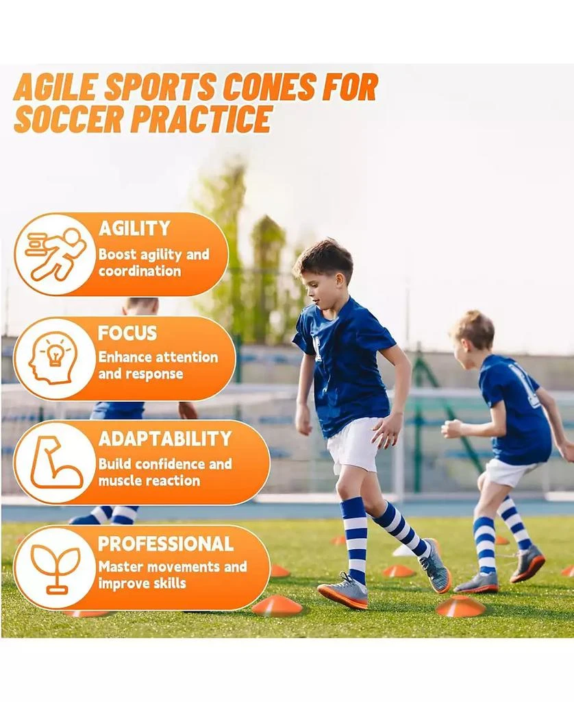 Bearwill Kids Soccer Goal Set of 2, 4x3FT Pop Up Backyard Goals with Training Kit - Includes Portable Nets, Ball, Cones, Ladder 
Targets 7