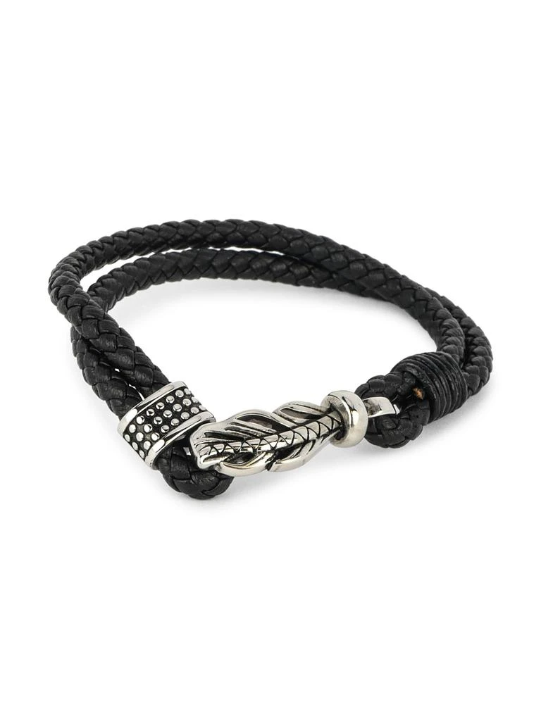 Jean Claude Stainless Steel 
Leather Rope Bracelet 2