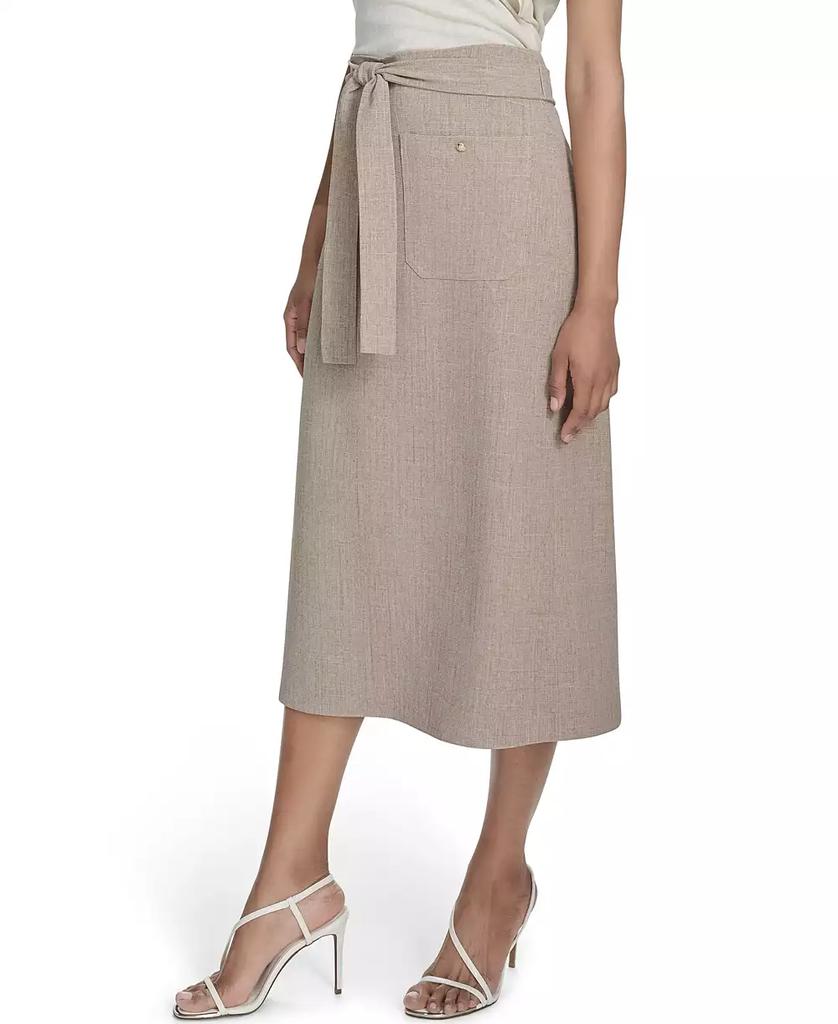 HALSTON Women's Tie-Waist Patch-Pocket Midi Skirt