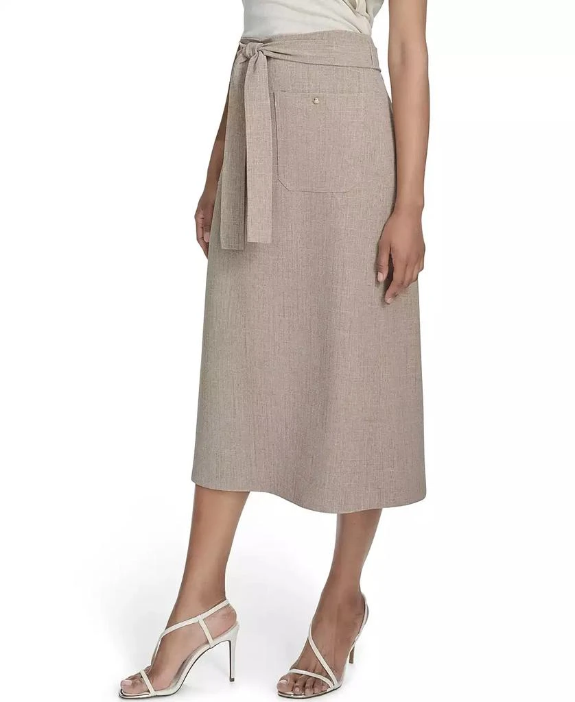 HALSTON Women's Tie-Waist Patch-Pocket Midi Skirt 2