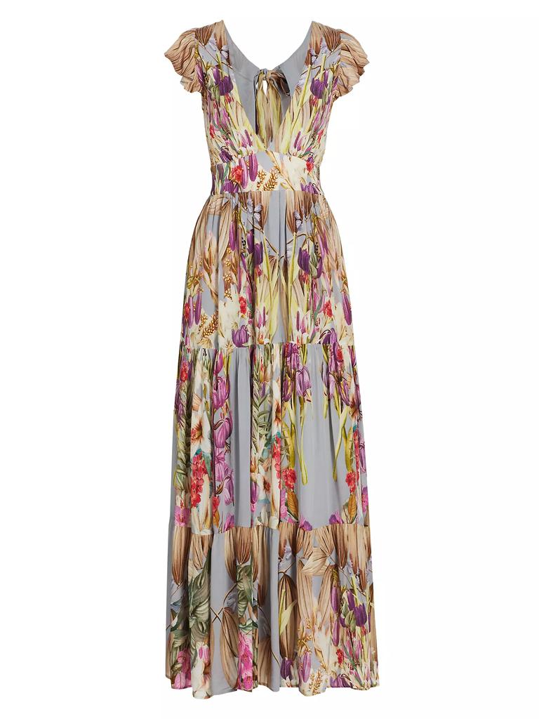 Carolina K Eterna Mila Plunge Floral Maxi Dress